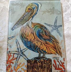 Colorful Pelican Art Glass Cutting Board
